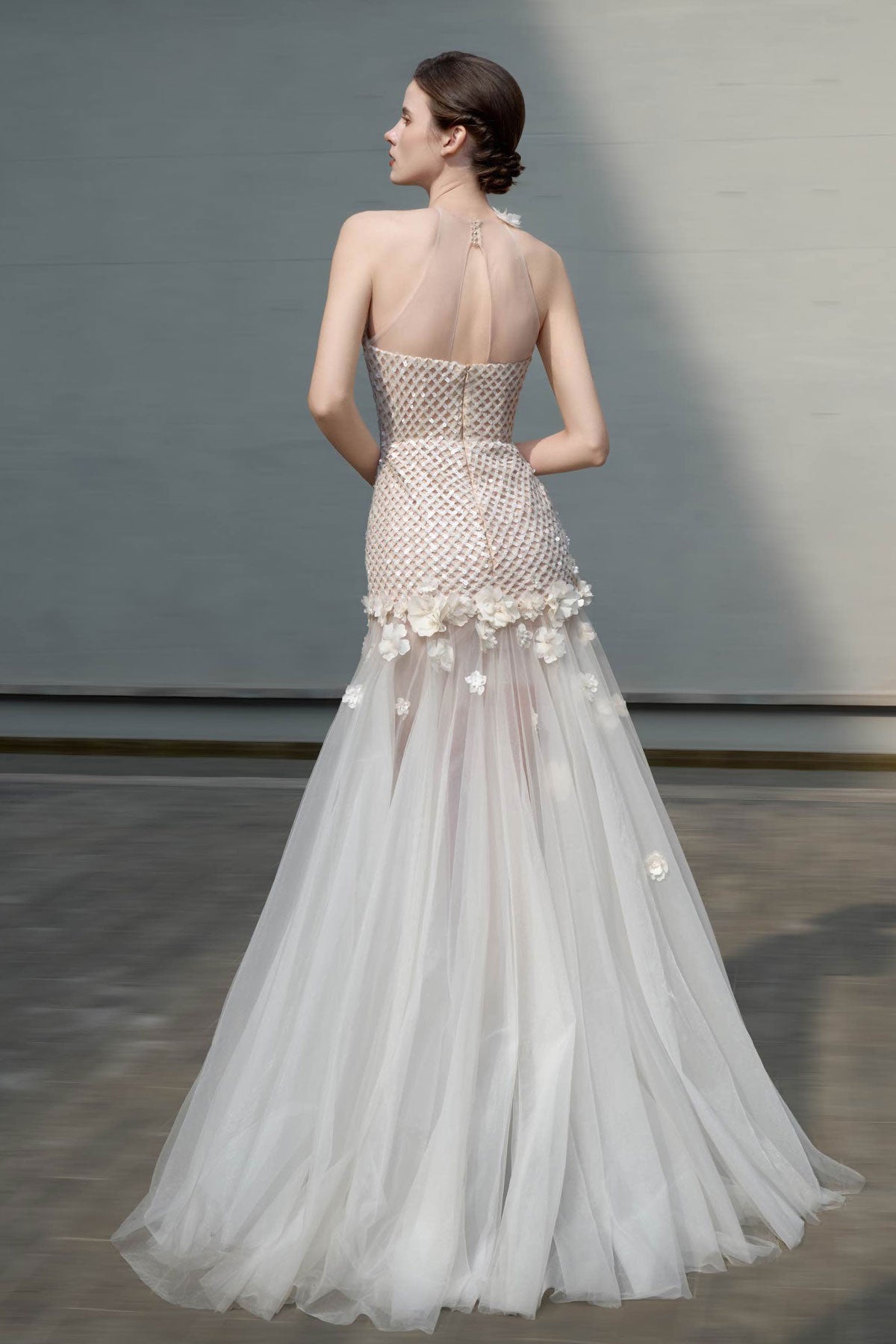 SV Moros Halter White Tulle Gown