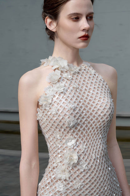 SV Moros Halter White Tulle Gown