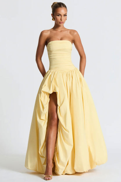 yellow puffy dress Boo Jillian Yellowish Puffy Gown – The Gownhaus Collection