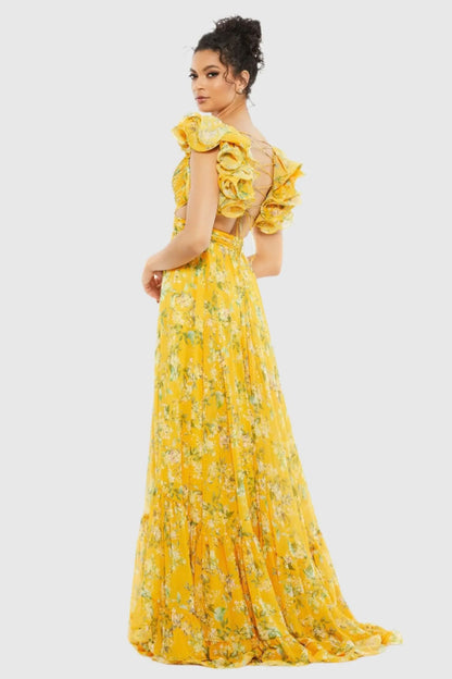 MD Butter Cape Floral Gown