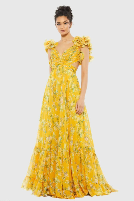 MD Butter Cape Floral Gown