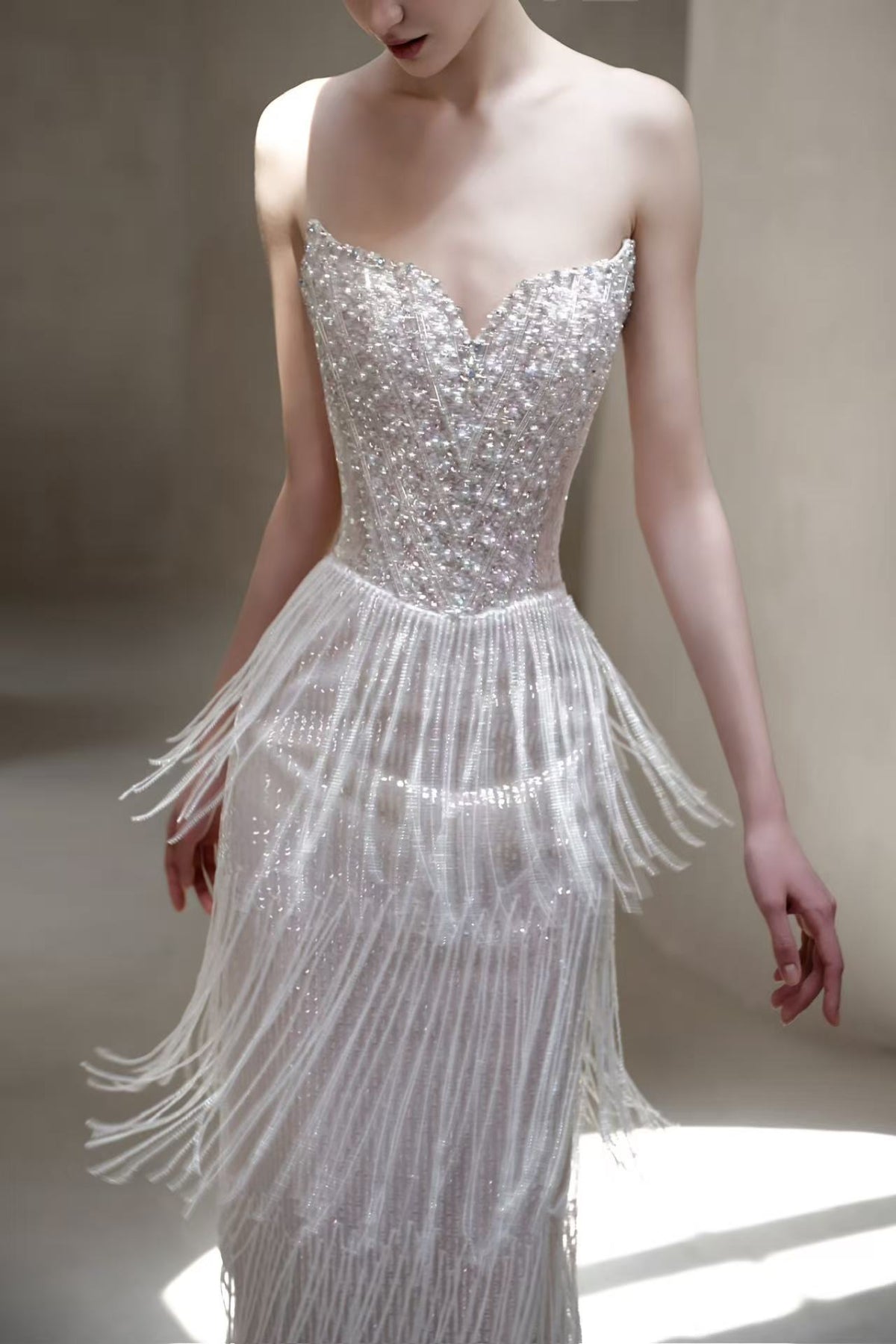 LX Iris Beaded White Gown