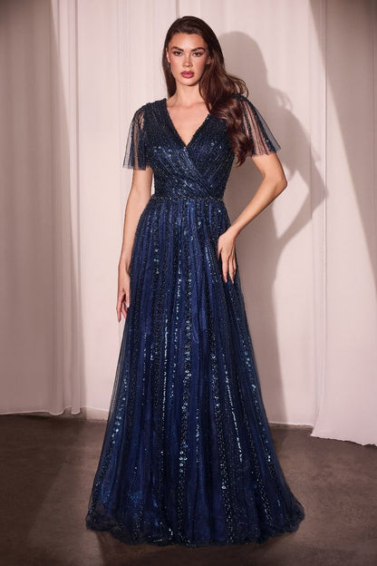 CD Belina Navy Sleeve Gown