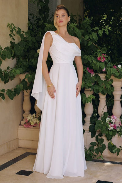 CD Juliana White Chiffon Gown